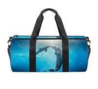 Kiss Dolphin Tale Pattern Sports Gym Bag Fitness Workout Duffel Bag Travel Bag Tote Bag Equipment Bag for Women Men, multicolor, 17.7x9x9 inches