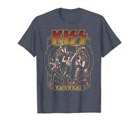 Kiss - El Cielo está en Llamas Camiseta, Hombre, Azul Jaspeado, 4XL