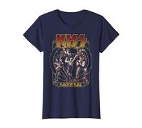 Kiss - El Cielo está en Llamas Camiseta, Mujer, Azul Marino, S