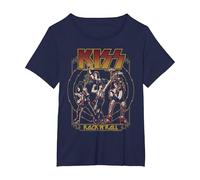 Kiss - El Cielo está en Llamas Camiseta, Mujer Tallas Grandes, Azul Marino, 1XL Grande