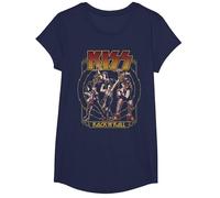 Kiss - El Cielo está en Llamas Camiseta, Niñas, Azul Marino, XS