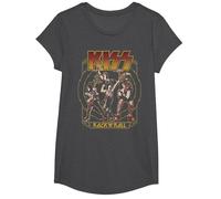 Kiss - El Cielo está en Llamas Camiseta, Niñas, Jaspeado Oscuro, XS