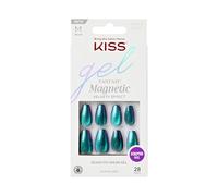 KISS Gel Fantasy Chameleon Azul Medio Almendra Coffin Forma - 28 Uñas postizas de calidad de salón de belleza para pegar DIY, 2 g de pegamento para uñas, 1 palito de manicura, 1 mini lima