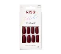 KISS Gel Fantasy Collection - Kit de manicura con pegamento, folclore, uñas postizas cuadradas de longitud media, incluye 28 uñas postizas, pegamento de uñas, lima de uñas y palo de manicura