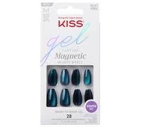KISS Gel Fantasy Chameleon Azul Medio Almendra Coffin Forma - 28 Uñas postizas de calidad de salón de belleza para pegar DIY, 2 g de pegamento para uñas, 1 palito de manicura, 1 mini lima