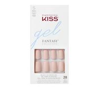 KISS Gel Fantasy "The Little Things" Nude Matt Short - 28 uñas postizas de calidad de salón de belleza para pegar DIY, 2 g de pegamento para uñas, 1 palito de manicura, 1 minilima