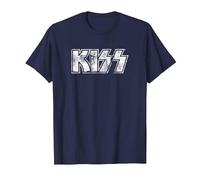 Kiss Hard Rock Music Band Vintage Logo by Rock Off Camiseta, Hombre, Azul Marino, XXL