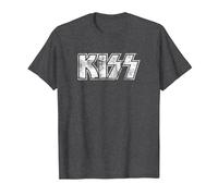 Kiss Hard Rock Music Band Vintage Logo by Rock Off Camiseta, Hombre, Jaspeado Oscuro, S