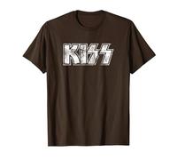 Kiss Hard Rock Music Band Vintage Logo by Rock Off Camiseta, Hombre, Marrón, M