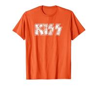 Kiss Hard Rock Music Band Vintage Logo by Rock Off Camiseta, Hombre, Naranja, XXL