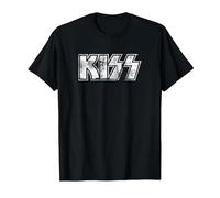 Kiss Hard Rock Music Band Vintage Logo by Rock Off Camiseta, Hombre, Negro, L