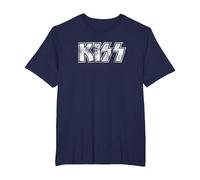 Kiss Hard Rock Music Band Vintage Logo by Rock Off Camiseta, Hombre Tallas Grandes, Azul Marino, 4X Alto