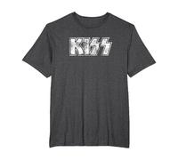 Kiss Hard Rock Music Band Vintage Logo by Rock Off Camiseta, Hombre Tallas Grandes, Jaspeado Oscuro, 4X Alto