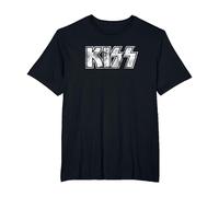 Kiss Hard Rock Music Band Vintage Logo by Rock Off Camiseta, Hombre Tallas Grandes, Negro, 6X Alto