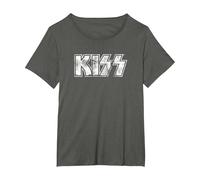 Kiss Hard Rock Music Band Vintage Logo by Rock Off Camiseta, Mujer Tallas Grandes, Asfalto, 4XL Grande