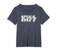 Kiss Hard Rock Music Band Vintage Logo by Rock Off Camiseta, Mujer Tallas Grandes, Azul Jaspeado, 4XL Grande