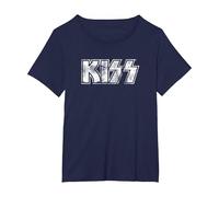 Kiss Hard Rock Music Band Vintage Logo by Rock Off Camiseta, Mujer Tallas Grandes, Azul Marino, 4XL Grande