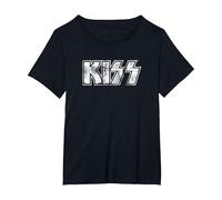 Kiss Hard Rock Music Band Vintage Logo by Rock Off Camiseta, Mujer Tallas Grandes, Negro, 4XL Grande