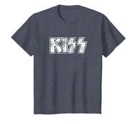 Kiss Hard Rock Music Band Vintage Logo by Rock Off Camiseta, Niños, Azul Jaspeado, 4 años