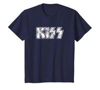 Kiss Hard Rock Music Band Vintage Logo by Rock Off Camiseta, Niños, Azul Marino, 4 años
