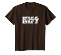 Kiss Hard Rock Music Band Vintage Logo by Rock Off Camiseta, Niños, Marrón, 4 años