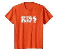 Kiss Hard Rock Music Band Vintage Logo by Rock Off Camiseta, Niños, Naranja, 4 años