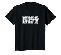 Kiss Hard Rock Music Band Vintage Logo by Rock Off Camiseta, Niños, Negro, 6 años