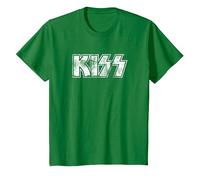Kiss Hard Rock Music Band Vintage Logo by Rock Off Camiseta, Niños, Verde Kelly, 4 años