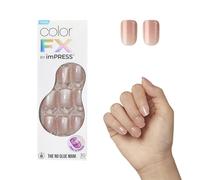 Kiss imPRESS Color FX 'Starstruck' - Uñas con efecto metal cromado magnético, color rosa nude metalizado, forma cuadrada, sin pegamento, aplicación instantánea y duración de hasta 7 días.