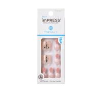 Kiss Impress Color No Glue Pedi Press-Press-Pisas La forma de colocacin de rosa incluye 24 clavos de preparacin de la almohadilla de preparaci