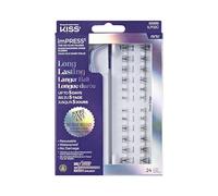 KISS imPRESS Falsies - Pestañas autoadhesivas de larga duración, 5 días de uso prolongado, 24 grupos de pestañas naturales (5, 6, 8, 10, 12 y 14 mm), aplicador antiadherente preciso