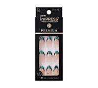 KISS imPRESS Mani Press On Nails sin pegamento Premium 'Visions' verde Tamao mediano Forma de almendra Incluye 30 almohadillas de preparacin de