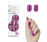 KISS imPRESS Mani - Uñas a presión sin pegamento, color FX, niveles, rosa oscuro, tamaño corto, forma cuadrada, incluye 30 uñas, almohadilla de preparación, instrucciones, 1 barra de manicura, 1