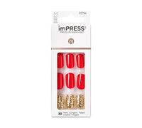 KISS ImPRESS - Manicura a presión, recuerdos, cuadrado de longitud media, con tecnología PureFit, incluye almohadilla de preparación, mini lima, palito para cutícula y 30 uñas postizas