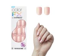 KISS imPRESS Manicura sin pegamento Color FX 'The Weekends' Rosa claro Tamao corto Forma escuadrada Incluye 30 almohadillas de preparacin de u