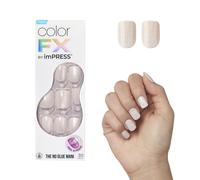 KISS imPRESS Manicura sin pegamento para uas a presin Color FX 'Rebel' Blanco claro Tamao corto Forma escuadrada Incluye 30 almohadillas de pr