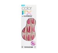 KISS imPRESS Manicura sin pegamento para uas a presin Color FX 'Walk Out' rosa Tamao corto Forma ovalada Incluye 30 almohadillas de preparaci
