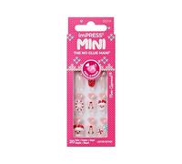 KISS imPRESS - Mini uñas navideñas a presión para niños, diseño de ángel de nieve, rojo, tamaño infantil, forma ovalada, sin desorden, aprobadas por mamá, no tóxicas, pestañas de aplicación separables