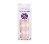 Kiss Impress No Glue Mani Press-On Nails French 'Genuine' Light Neutral + White Tip French Tamao mediano La forma de atad incluye 30 uas Instr