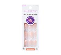 Kiss Impress No Glue Mani Press-On Nails French 'Heroic' Neutral + White Tip French Tamao corto La forma de basura incluye 30 Instrucciones de a