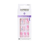 Kiss Impress No Glue Pedi Press-On Toeneils La forma de basura de brillo de color rosa claro incluye 24 uas preparacin para almohadilla 1 de ma