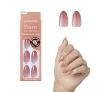 Kiss imPRESS - Palillo de manicura sin pegamento, color rosa medio, tamaño mediano, forma de almendra, incluye 30 uñas