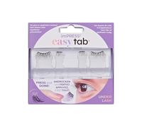 KISS imPRESS Press-On Falsies Easy Tab - Pestañas autoadhesivas, color negro, 'Authentic Natural', 1 par de pestañas de volumen natural interior de 5 mm a 7 mm y 1 par de medias pestañas exteriores de
