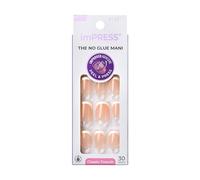 KISS imPRESS - Uñas a presión sin pegamento, francesas, modelo, neutro claro + punta blanca francesa, tamaño corto, forma Squoval, incluye 30 uñas, almohadilla de preparación, hoja de instrucciones, 1