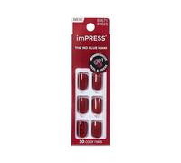 Kiss Impress - Uñas de manicura a presión, 30 unidades, terciopelo rojo