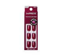 Kiss Impress - Uñas de manicura a presión, 30 unidades, terciopelo rojo