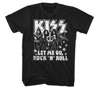 KISS Let Me Go Camiseta Manga Corta Hombre Cuello Redondo Algodón Negro