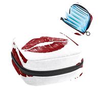 Kiss Lip Print Period Pouch portátil, bolsa de almacenamiento de tampones para servilletas sanitarias, Varios colores, 4.7x6.6x6.6 in/12x17x17 cm