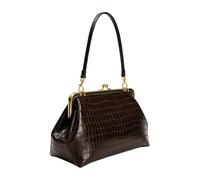 Kiss Lock Clutch PU Leather Satchel - Shoulder Purse for Women Work School
