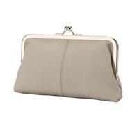 Kiss Lock Coin Purse, Coin Purse Wallet, Clasp Coin Purse, Large Capacity Wallet, Stylish PU Leather Coins Holder With Clasp Closure For Storing Credit Cards, Cash, And Coins, Gris, riferimento